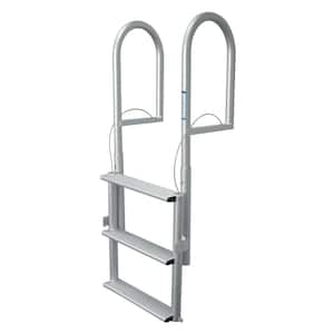 3-Rung 20-in. Wide Lifting Aluminum Boat Dock Ladder with Anti-Skid Rungs for Seawalls and Stationary Boat Dock Systems