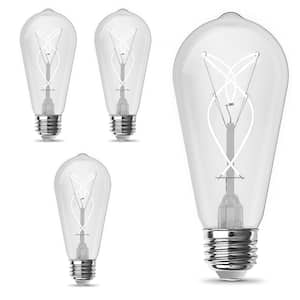 60-Watt Equivalent ST19 Dimmable Knot Thin White Filament Clear E26 Vintage Edison LED Light Bulb Soft White (4-Pack)