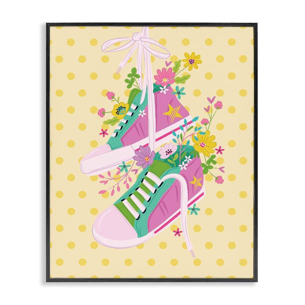 Preppy Floral Sneakers by Lisa Perry Whitebutton Black Framed Abstract Giclee Art Print 14 in. x 11 in. price history on PriceWatchPro