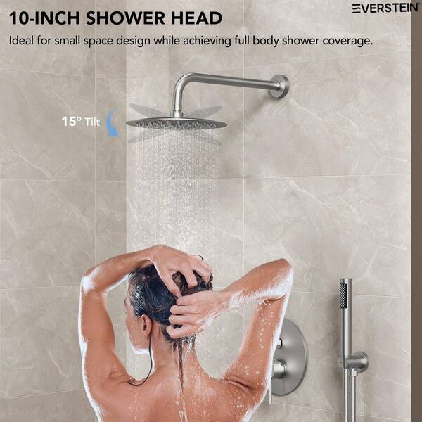 EVERSTEIN 2-Spray Patterns Round 10 in. Wall Mount Dual Shower