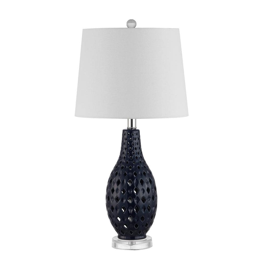 SAFAVIEH Harlem 25 In Navy Table Lamp With White Shade TBL4250C The   Navy Safavieh Table Lamps Tbl4250c 64 1000 