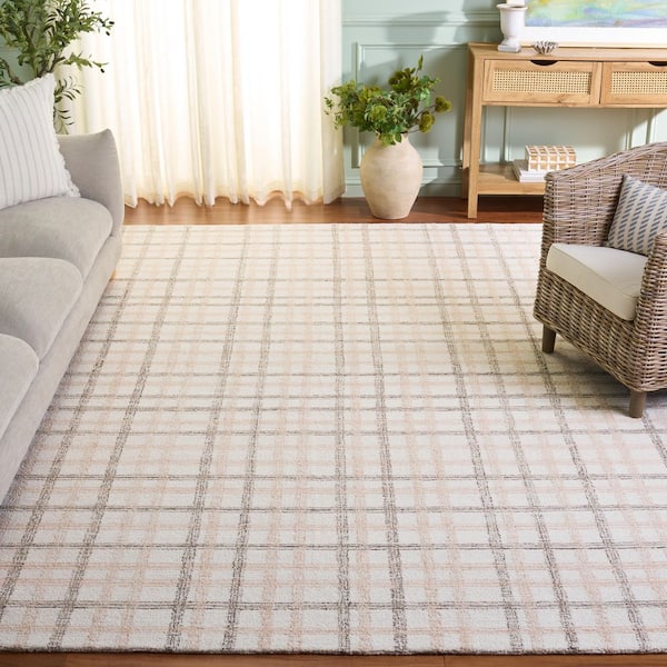 Ebony 11 ft. x 15 ft. Beige/Ivory Geometric Lattice Area Rug