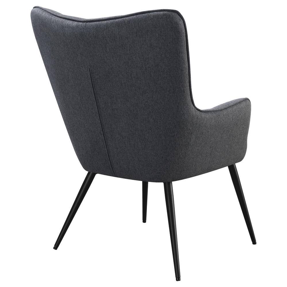 Dark Gray Metal Transitional Accent Chair with Flared Arms
