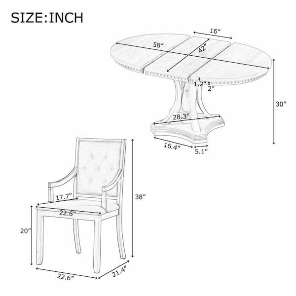 5-Piece Retro Black Extendable Wood Top Dining Room Set Seats 4