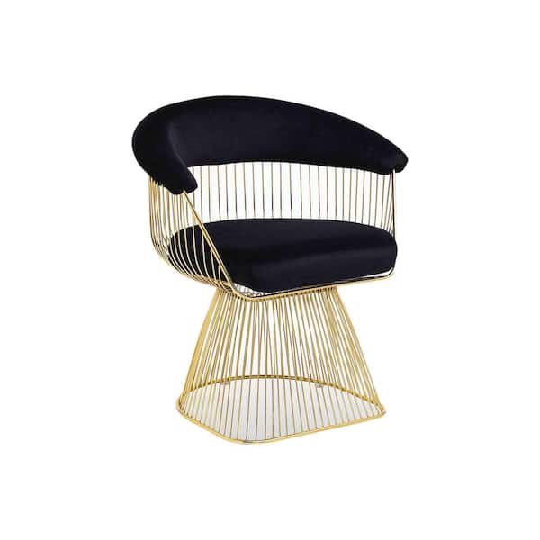Best Master Furniture Alexis Black Velvet With Gold plated frame Accent Chair