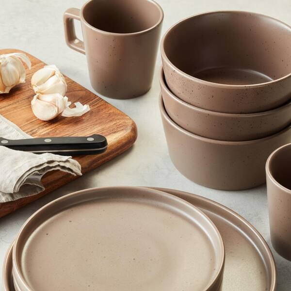 Modern 16-32 Piece Dinnerware Set Plates Mugs Bowls Better Homes Brown Red new 