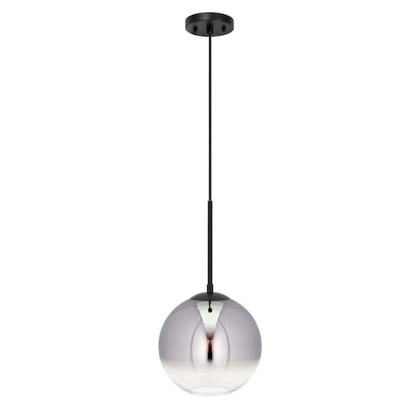 Callisto 1-Light Black Pendant with Chrome Ombre Globe Glass Shade