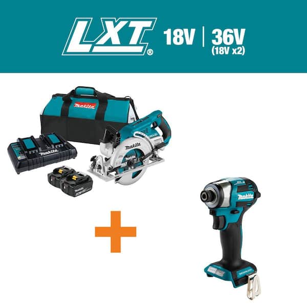 18V X2 LXT 5. 0Ah (36V) Brushless Rear Handle 7-1/4 in. Circ Saw Kit with bonus 18V LXT Brushless 4-Speed Impact Driver
