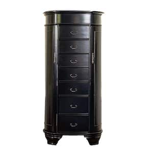 Daley Black Jewelry Armoire 38 in. H x 16 in. W x 12.5 in. D with 7 -Drawers