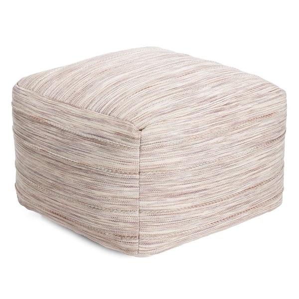 Anji Mountain Joya Gray 22 in. x 22 in. x 16 in. Gray and Ivory Pouf