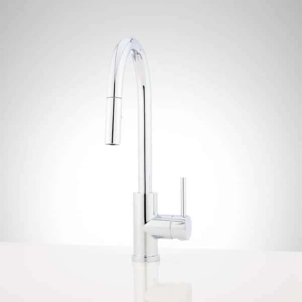 SIGNATURE HARDWARE Ravenel Single Handle Pull Down Sprayer Kitchen Faucet in Chrome