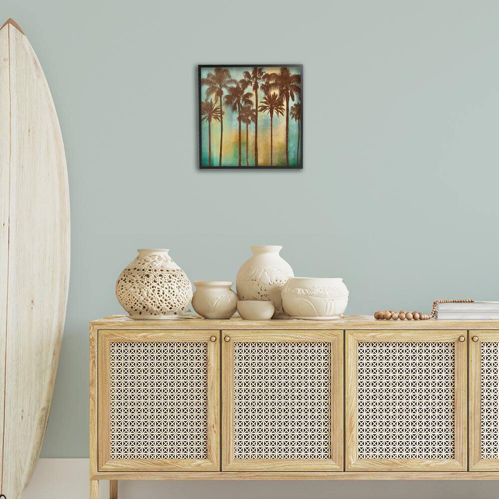 Looming Palms on Gradient by John Seba Black Framed Nature Giclee Art Print 17 in. x 17 in. price history on PriceWatchPro