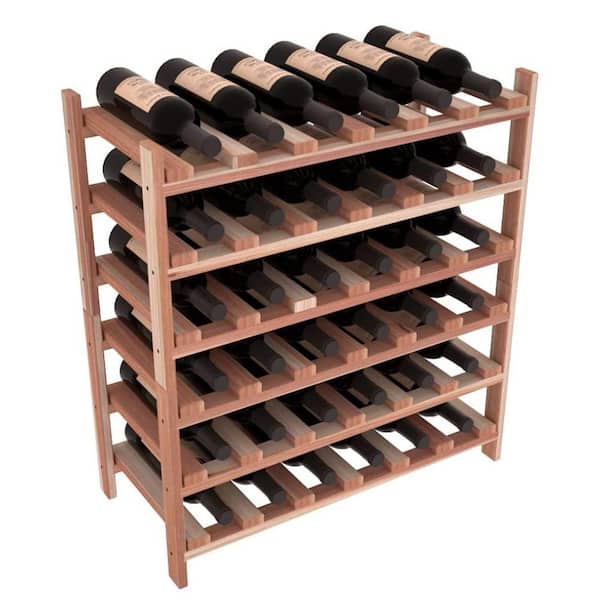 WINE RACKS AMERICA Natural Unstained Redwood 36-Bottle Stackable Wine Rack