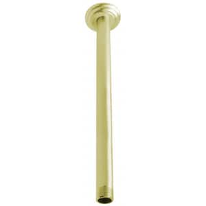 1/2 in. IPS x 12 in. Round Ceiling Mount Shower Arm with Flange, Polished Brass