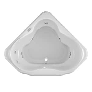 Marineo 60 in. x 60 in. Neo Angle Combination Bathtub with Center Drains in White