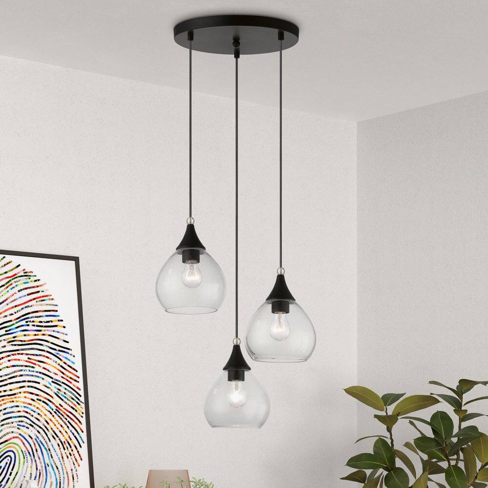 Elegant Catania 3-Light Indoor/Outdoor Pendant with Clear Glass Shades