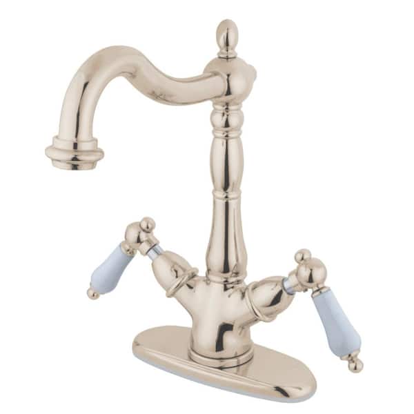 Kingston Brass Heritage Single Hole 2-Handle Bathroom Faucet in Polished Nickel