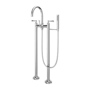Tisbury 2-Handle Floor Mount Freestanding Tub Faucet with Hand Shower in Polished Chrome