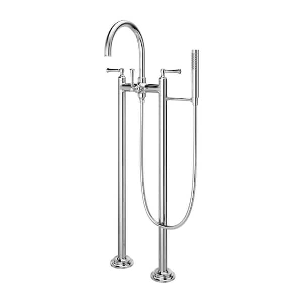 Pfister Tisbury 2-Handle Floor Mount Freestanding Tub Faucet with Hand Shower in Polished Chrome