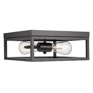 Karen 12 in. 2-Light Black Flush Mount