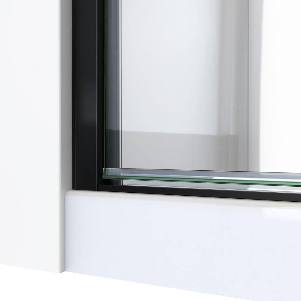 Matte Black and Clear Glass Semi-Frameless Swing Shower Door
