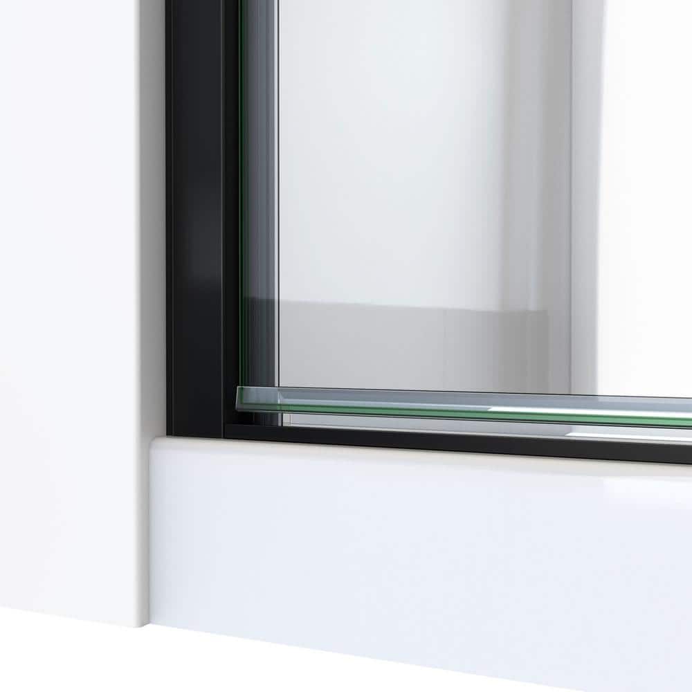 Matte Black and Clear Glass Semi-Frameless Shower Door