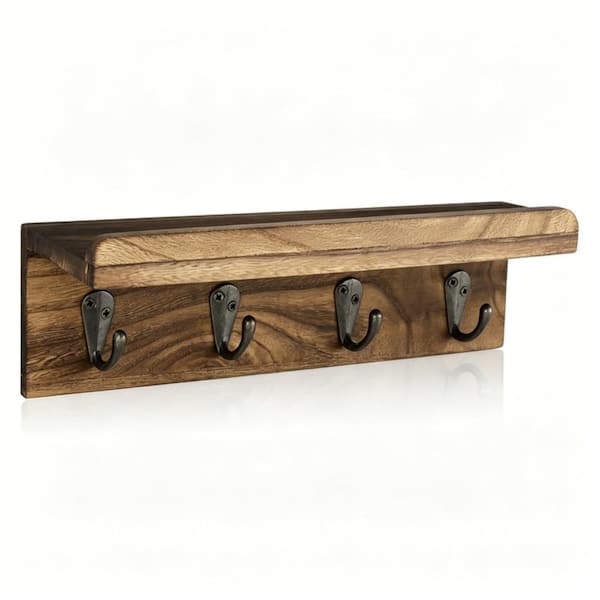 9.84 in. W x 3.1 in. D Brown Wood Decorative Wall Shelf