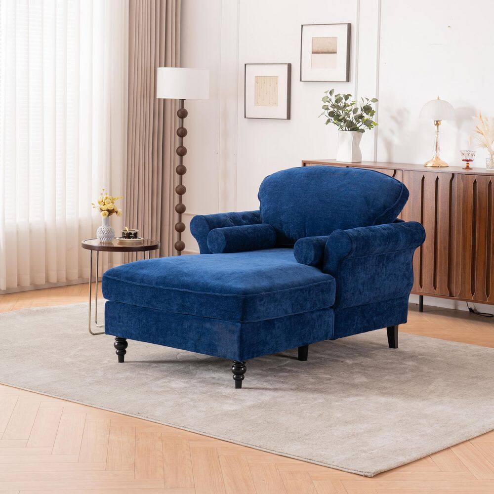 Lazario Modern 43.3 in. Wide Seat Blue Chenille Upholstered Twin Sofa Bed with Pillows, Solid Wood Legs price history on PriceWatchPro