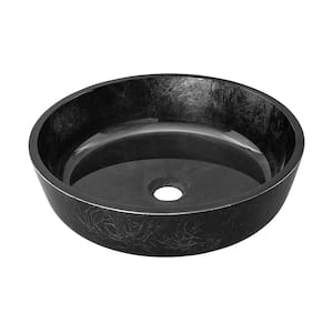 Avallon 16.5 in. Glass Round Vessel Sink in Black