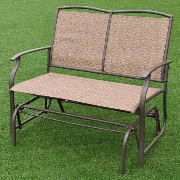 Gray Steel Double Glider Chair for Outdoor Relaxation
