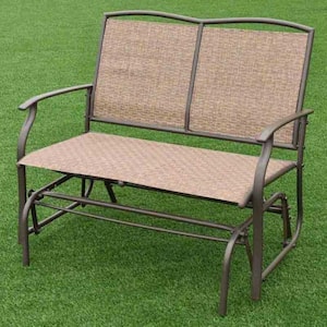 2-Person Metal Frame Patio Outdoor Glider Rocking Bench Loveseat Armchair