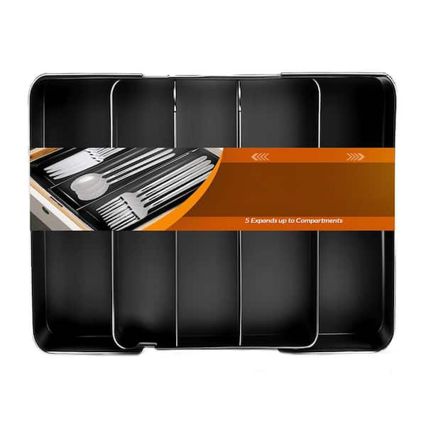 18-Knife In-Drawer Plastic Expandable Utensil Knife Storage Tray with Adjustable Compartments for Cutlery Organization