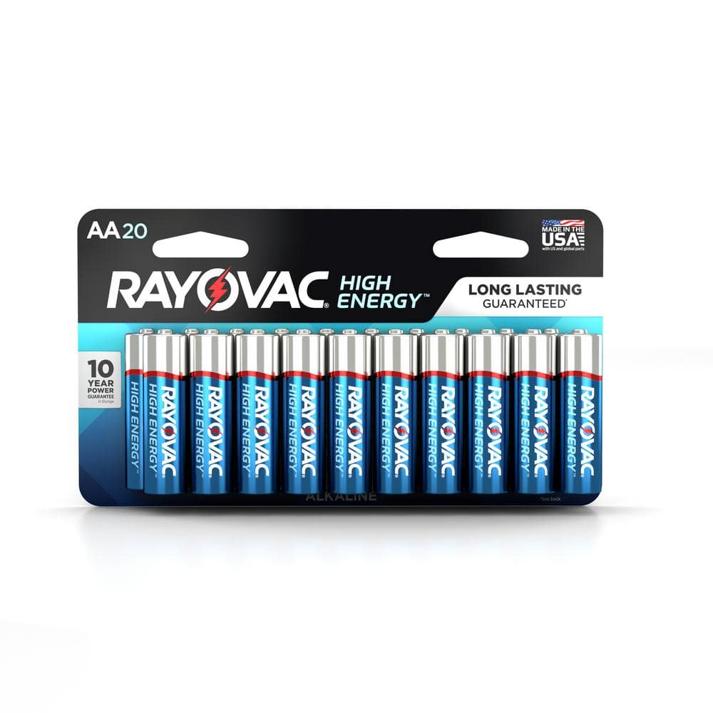 Rayovac High Energy Alkaline Aa 1 5 Volt Battery 20 Pack 815 20lj The Home Depot