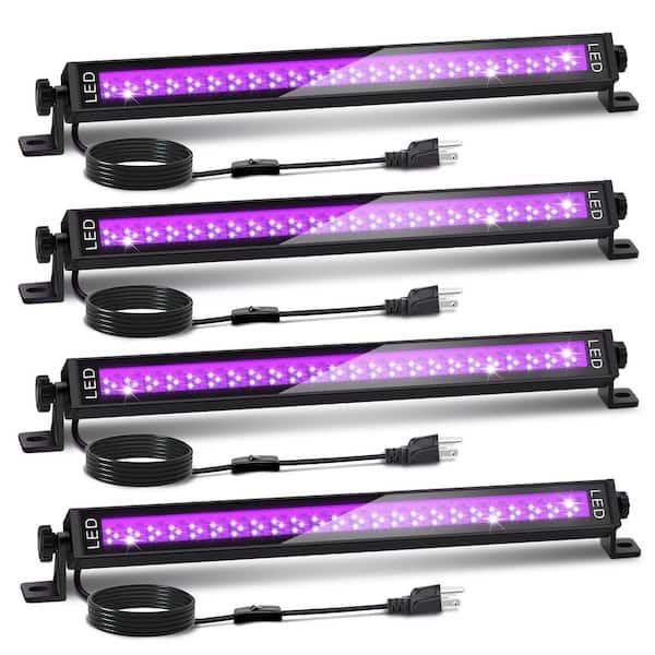 18.11 in. Black LED Light 360° Adjustable Floodlight Suitable for Party, Bedroom Decoration and Stage Lighting (4-Pack）