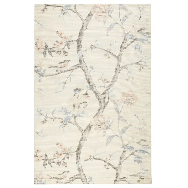 LILLIAN AUGUST Luisa Eloise Cream/Blue/Blush 8 ft. x 10 ft. Floral Wool Area Rug