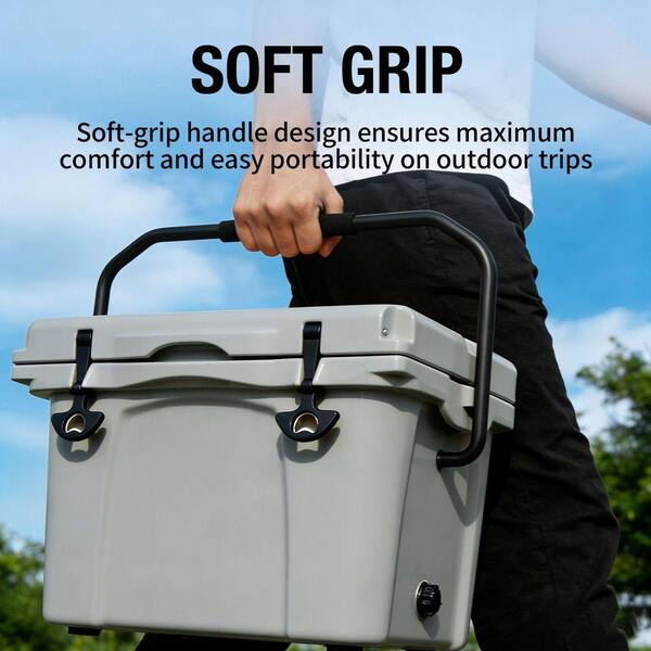 Grey 25 qt. Outdoor Chest Cooler Portable Cooler with Bottle