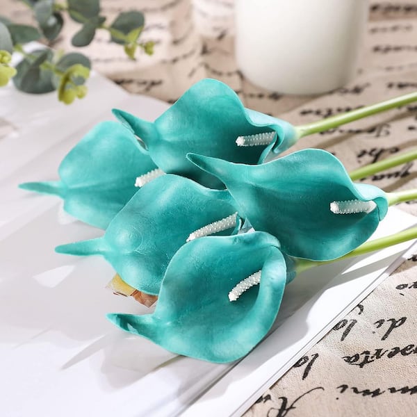 INNOBULE 13.4 in. Peacock Blue Indoor Artificial Calla Lily