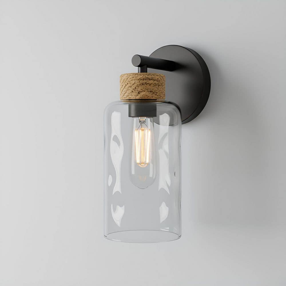 Baltic 1-Light Matte Black Wall Sconce with Clear Water Glass Shade price history on PriceWatchPro