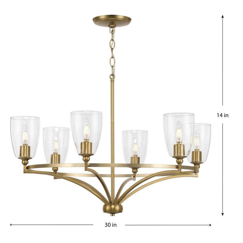 Parkhurst Brushed Bronze 6-Light Glass Chandelier