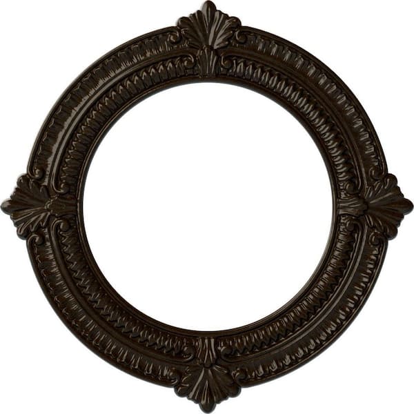 Ekena Millwork 13-1/8 in. x 8 in. I.D. x 5/8 in. Benson Urethane Ceiling Medallion (Fits Canopies upto 8 in.), Bronze