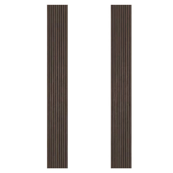 0.2 in. x 1 ft. x 8 ft. Brown Wood Slat Acoustic Panels 3D Decorative Wall Paneling Peel and Stick (2-Piece)