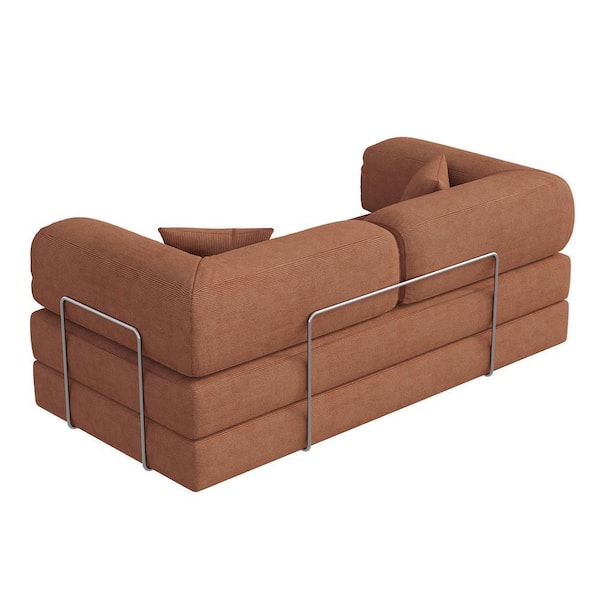 bedsidedrama BROWN サイズ2 JASIWAY Modern 78.7 in. W Brown Velvet Folding Twin Size Sofa Bed