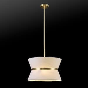 Meadow 3-Light Matte Brass Chandelier with White Fabric Shade