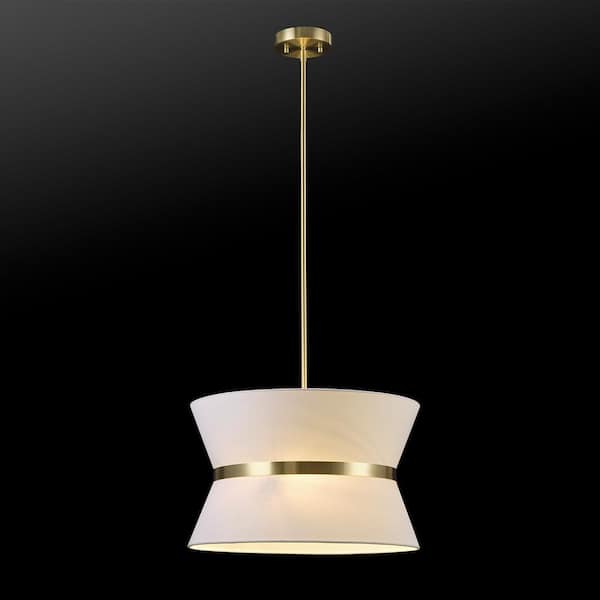 Meadow 3-Light Matte Brass Chandelier with White Fabric Shade