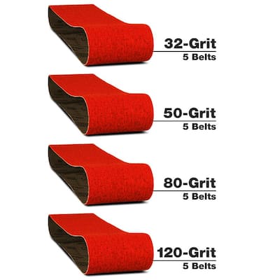 3 in. x 18 in. Belt - Assortment (36, 50, 80, and 120 Grit) (20-Pack)