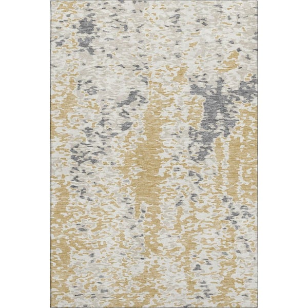 Addison Rugs Mayfield Premium Machine Washable Abstract AMF944 Gold 3 ft. x 5 ft. Area Rug