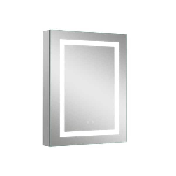 24 in. W x 30 in. H Rectangular Aluminum LED Fog Free Medicine Cabinet with Mirror with Outlet, Left Open