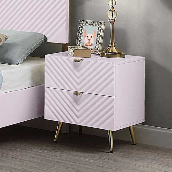 Acme Furniture Gaines Pink High Gloss Finish-2 18 in. W Nightstand