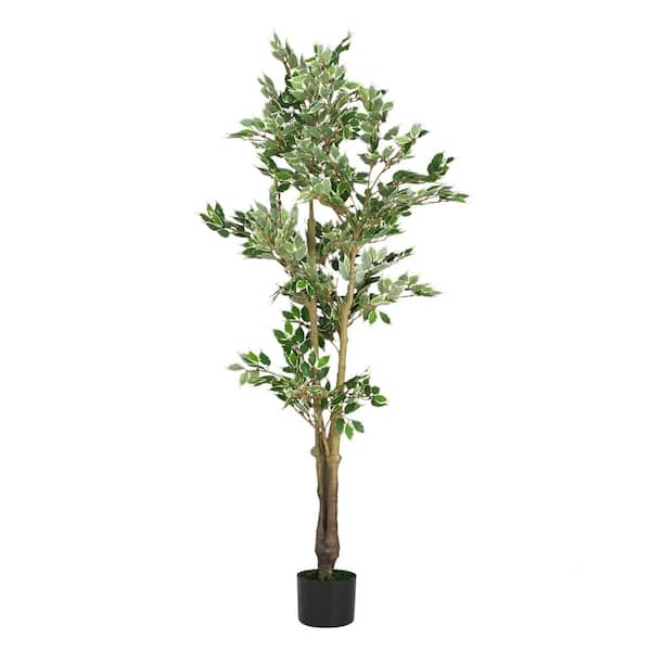 5.75 ft. Green Artificial Ficus Tree in Pot for Home Office, Living Room Decor