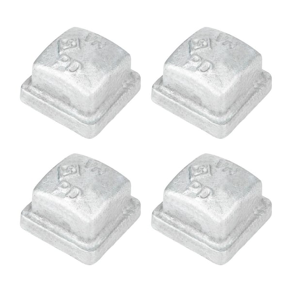 PIPE DECOR 3/4 in. Galvanized Iron Square Cap (4-Pack)